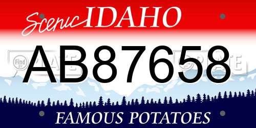 AB87658 Idaho License Plate