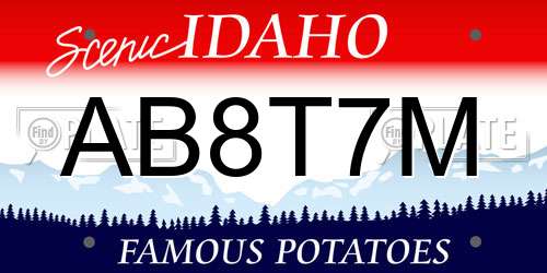 AB8T7M Idaho License Plate