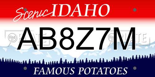 AB8Z7M Idaho License Plate