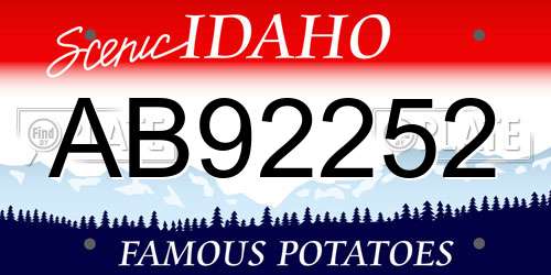AB92252 Idaho License Plate