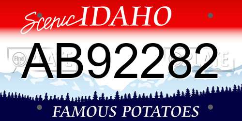 AB92282 Idaho License Plate