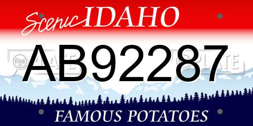AB92287 Idaho License Plate