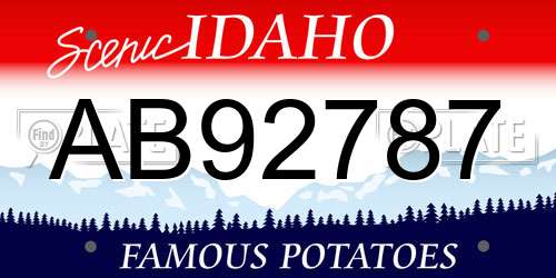AB92787 Idaho License Plate