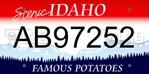 AB97252 Idaho License Plate