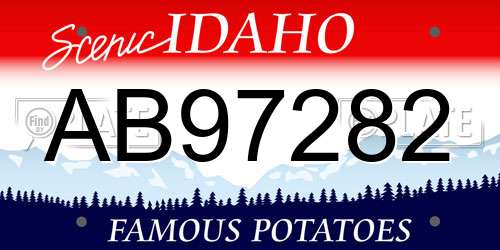 AB97282 Idaho License Plate