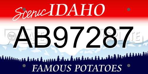 AB97287 Idaho License Plate