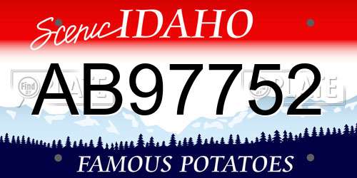 AB97752 Idaho License Plate