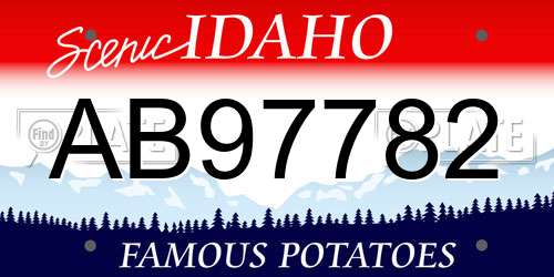 AB97782 Idaho License Plate