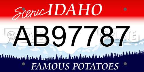 AB97787 Idaho License Plate