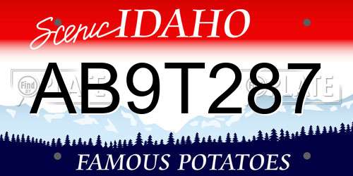 AB9T287 Idaho License Plate