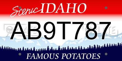 AB9T787 Idaho License Plate