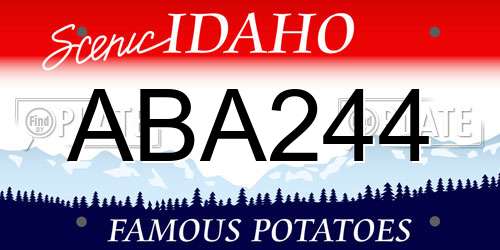 ABA244 Idaho License Plate