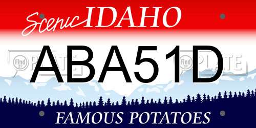 ABA51D Idaho License Plate