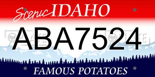 ABA7524 Idaho License Plate