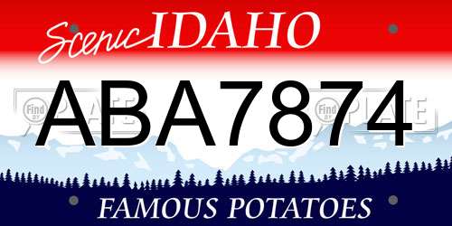 ABA7874 Idaho License Plate