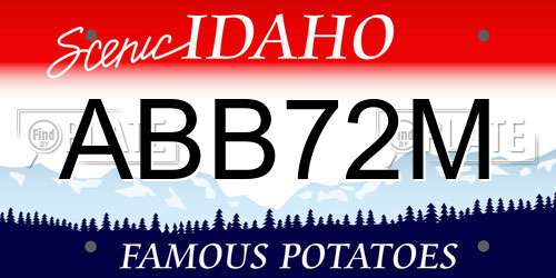 ABB72M Idaho License Plate