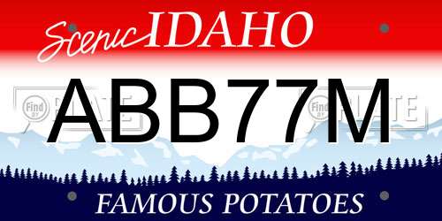 ABB77M Idaho License Plate