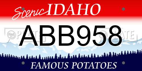 ABB958 Idaho License Plate