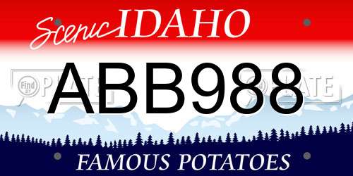 ABB988 Idaho License Plate