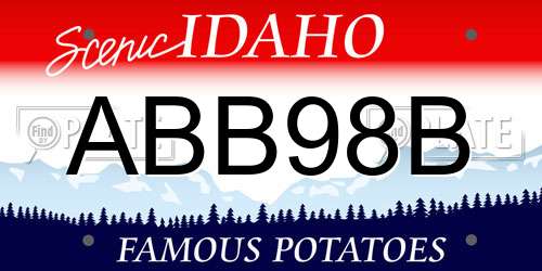 ABB98B Idaho License Plate
