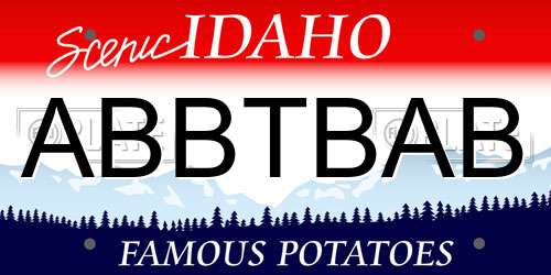 ABBTBAB Idaho License Plate