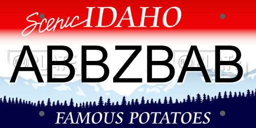 ABBZBAB Idaho License Plate