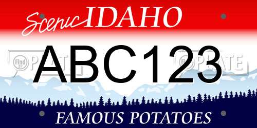 ABC123 Idaho License Plate