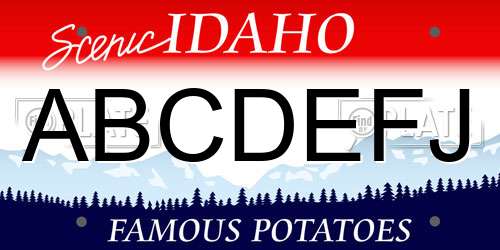 ABCDEFJ Idaho License Plate