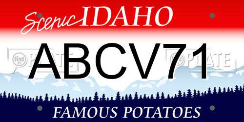 ABCV71 Idaho License Plate