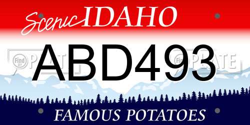 ABD493 Idaho License Plate