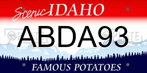 ABDA93 Idaho License Plate