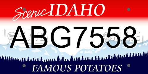 ABG7558 Idaho License Plate