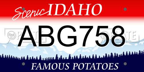 ABG758 Idaho License Plate