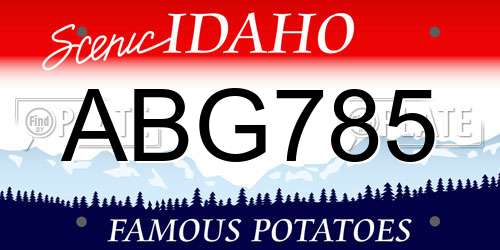 ABG785 Idaho License Plate