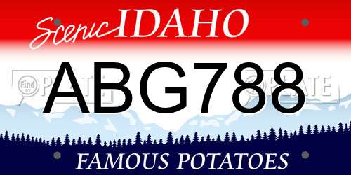 ABG788 Idaho License Plate