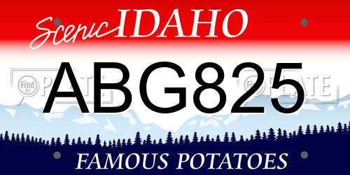 ABG825 Idaho License Plate