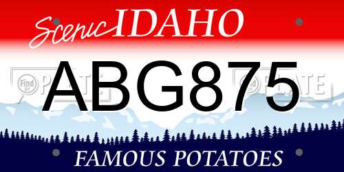 ABG875 Idaho License Plate