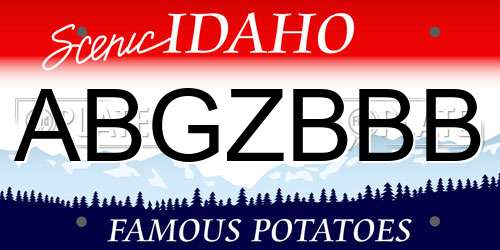 ABGZBBB Idaho License Plate