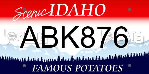 ABK876 Idaho License Plate