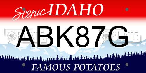 ABK87G Idaho License Plate