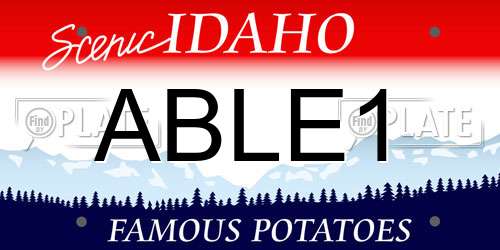 ABLE1 Idaho License Plate