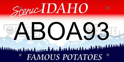 ABOA93 Idaho License Plate