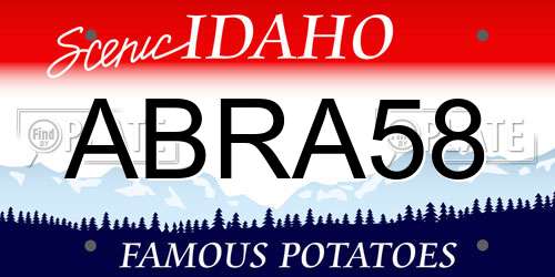 ABRA58 Idaho License Plate