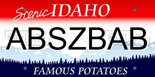 ABSZBAB Idaho License Plate