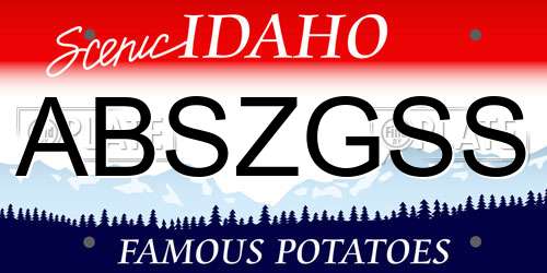 ABSZGSS Idaho License Plate