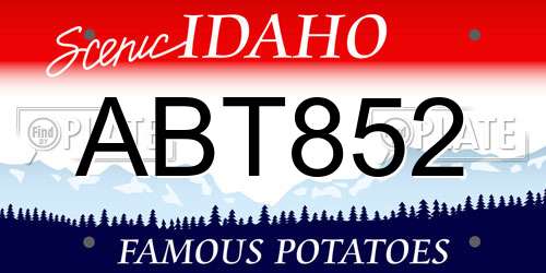 ABT852 Idaho License Plate