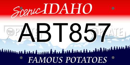 ABT857 Idaho License Plate