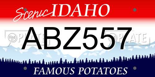 ABZ557 Idaho License Plate