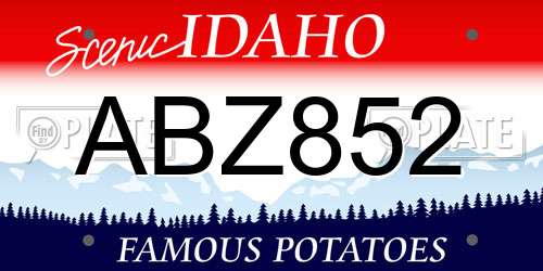 ABZ852 Idaho License Plate