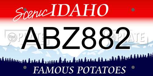 ABZ882 Idaho License Plate